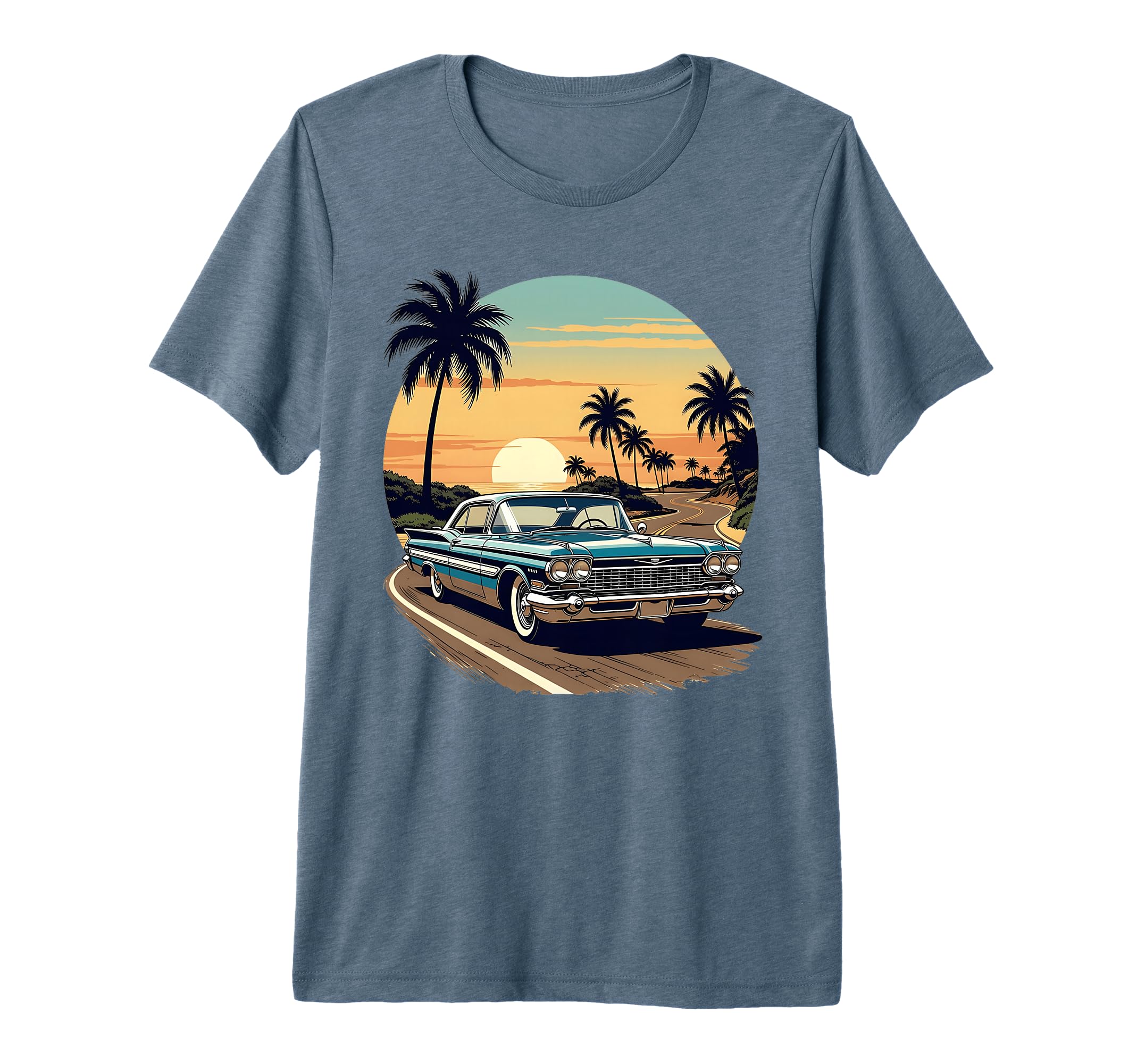 Muscle Car American Car Beach Tri Blend T-Shirt - Custom Art Print Unisex - T-Shirt, Sweatshirt, Hoodie