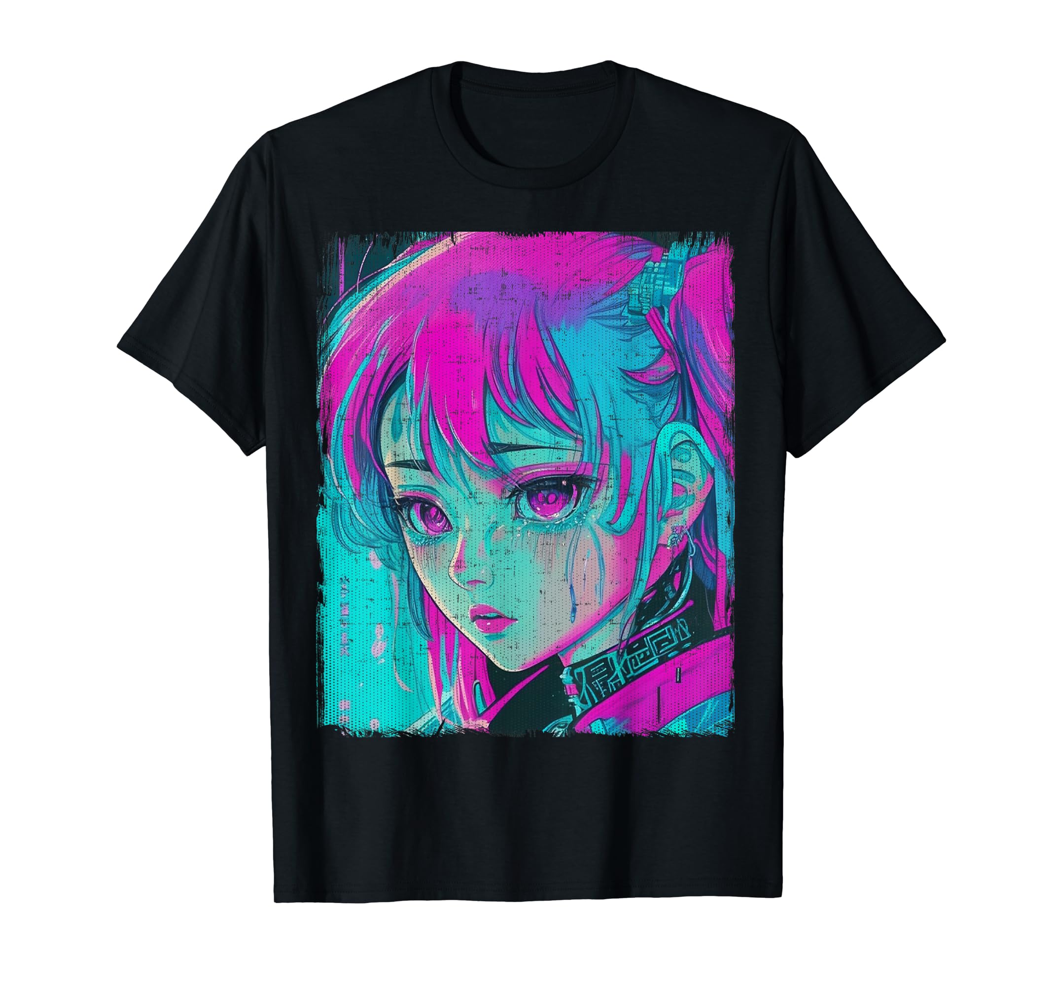 Sad Anime Japanese Vaporwave 80S T-Shirt - Custom Art Print Men Women - T-Shirt, Sweatshirt, Hoodie