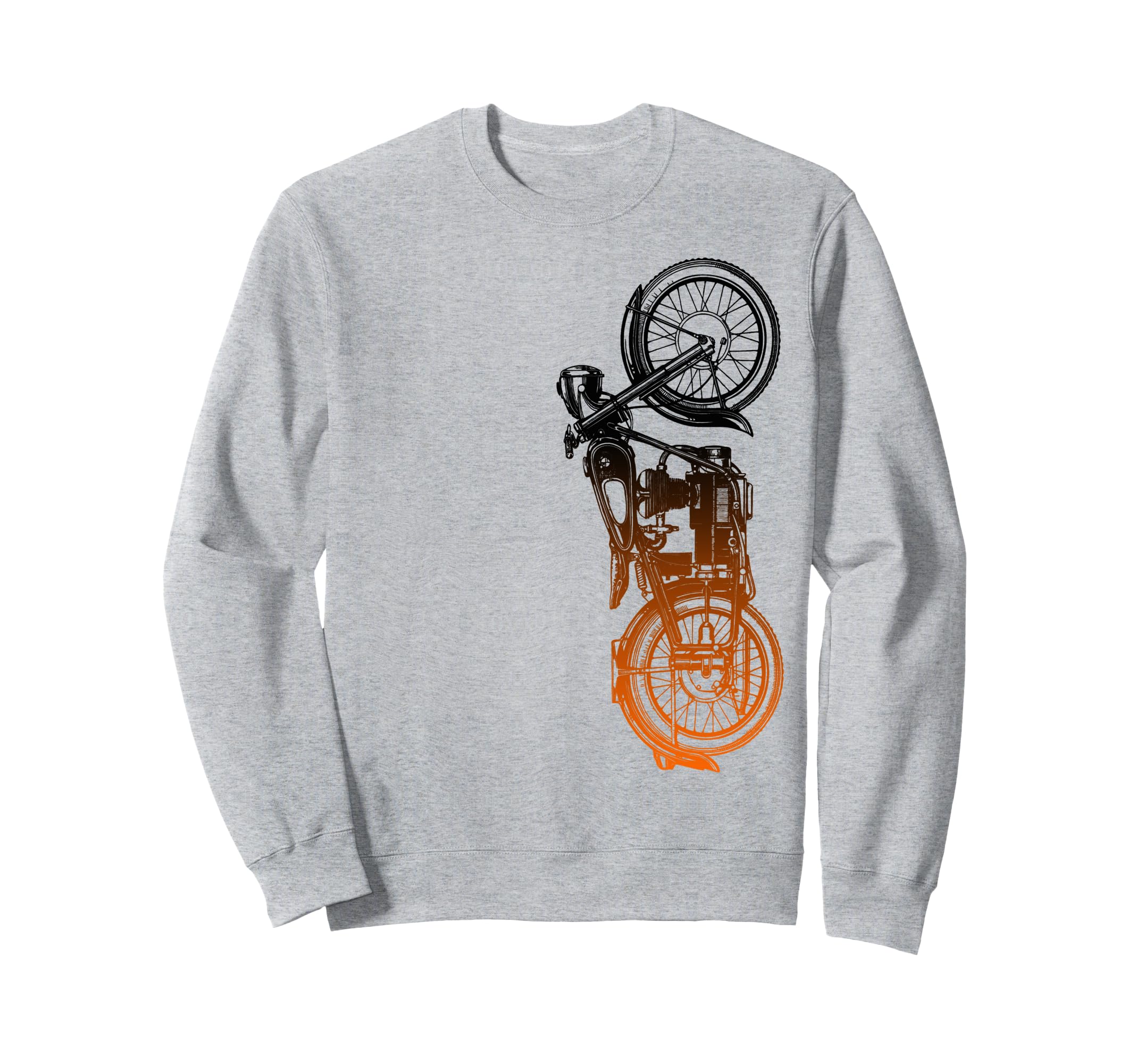 Black Motorcycle Orange Ombre Sweatshirt - Casual Everyday Wear for Adults - T-Shirt, Sweatshirt, Hoodie