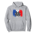 France Patriotic Motorcycle Skull Hoodie - Novelty Apparel for Adults - T-Shirt, Sweatshirt, Hoodie
