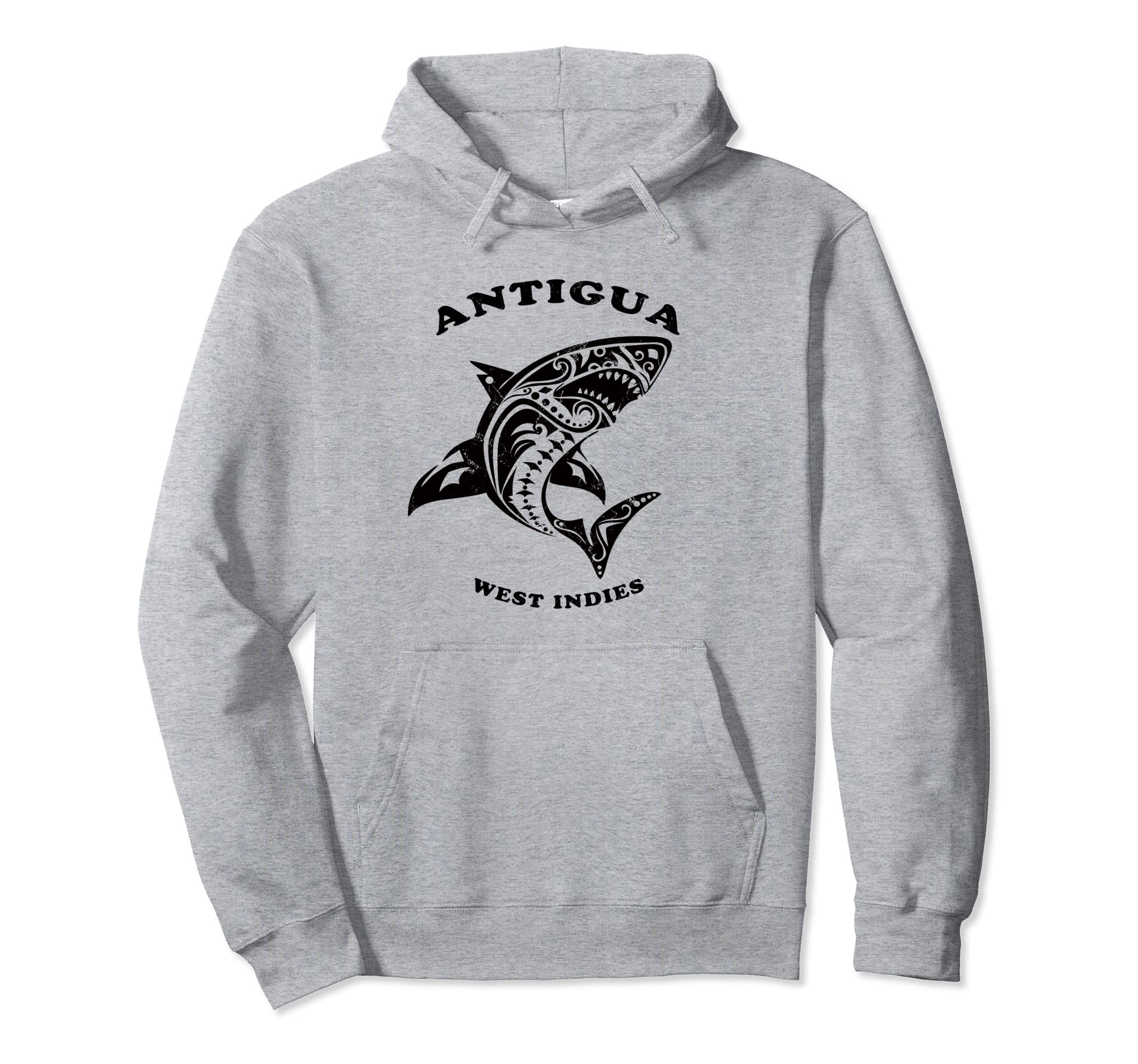 Antigua West Indies Tribal Shark Hoodie - Fun Novelty Design for Adults - T-Shirt, Sweatshirt, Hoodie