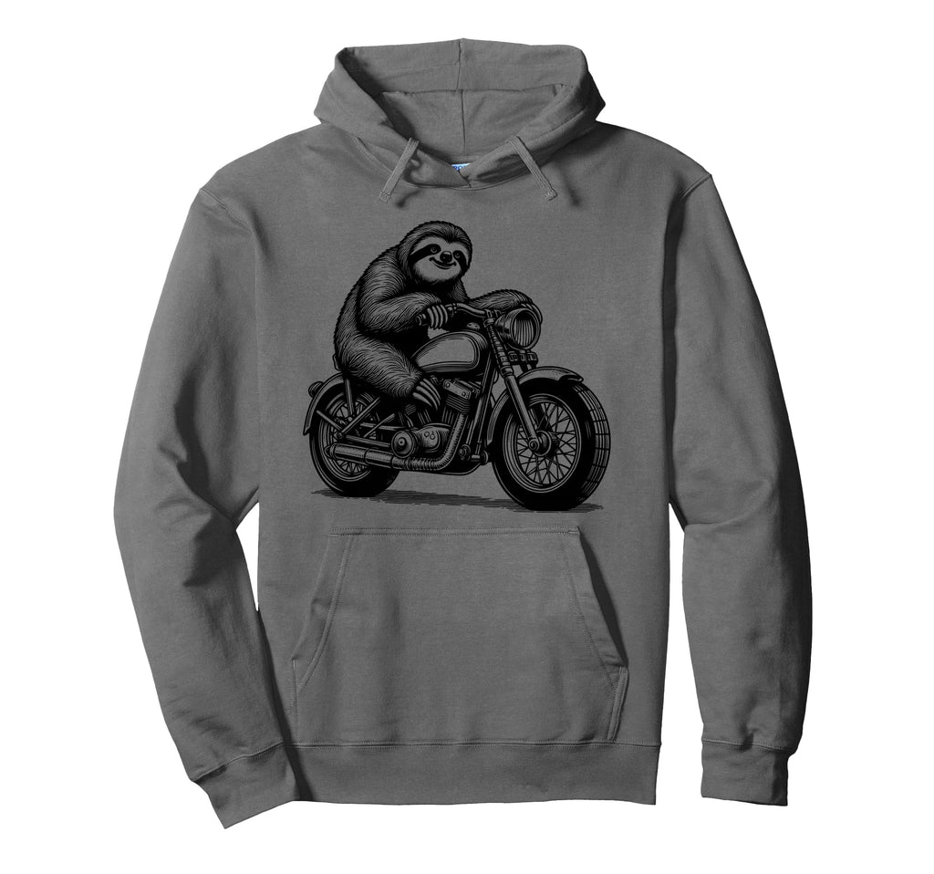Sloth Riding Motorcycle Hoodie - Aesthetic Graphic for Adults - T-Shirt, Sweatshirt, Hoodie