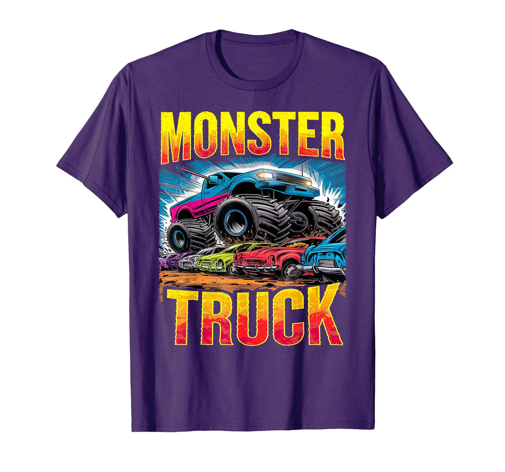 Monster Truck Crushing Cars Monster Truck T-Shirt - Novelty Apparel Unisex - T-Shirt, Sweatshirt, Hoodie