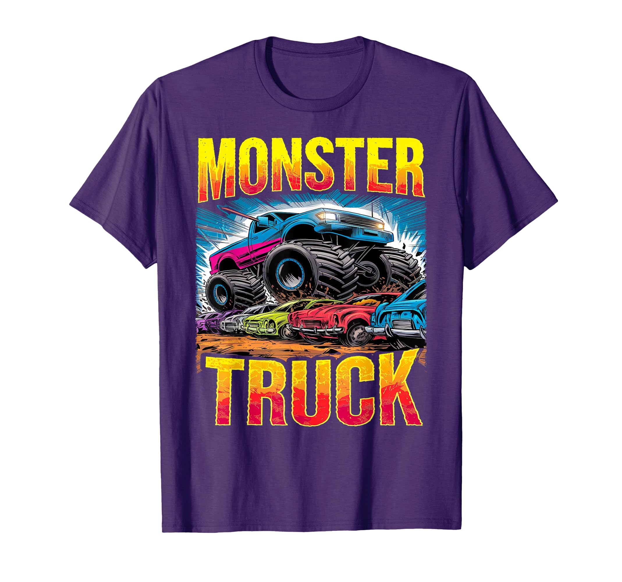 Monster Truck Crushing Cars Monster Truck T-Shirt - Novelty Apparel Unisex - T-Shirt, Sweatshirt, Hoodie