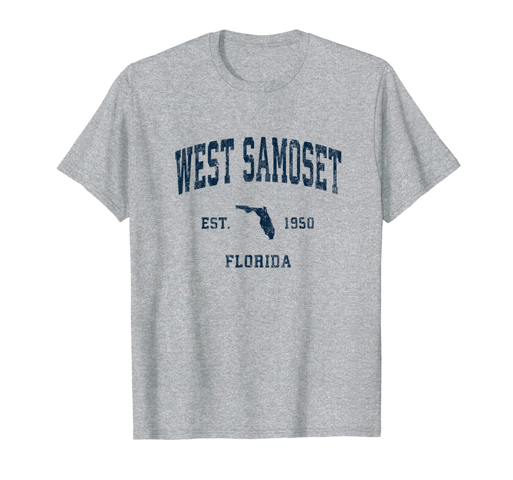 West Samoset Florida Fl Athletic Navy T-Shirt - Minimalist Print Men Women - T-Shirt, Sweatshirt, Hoodie