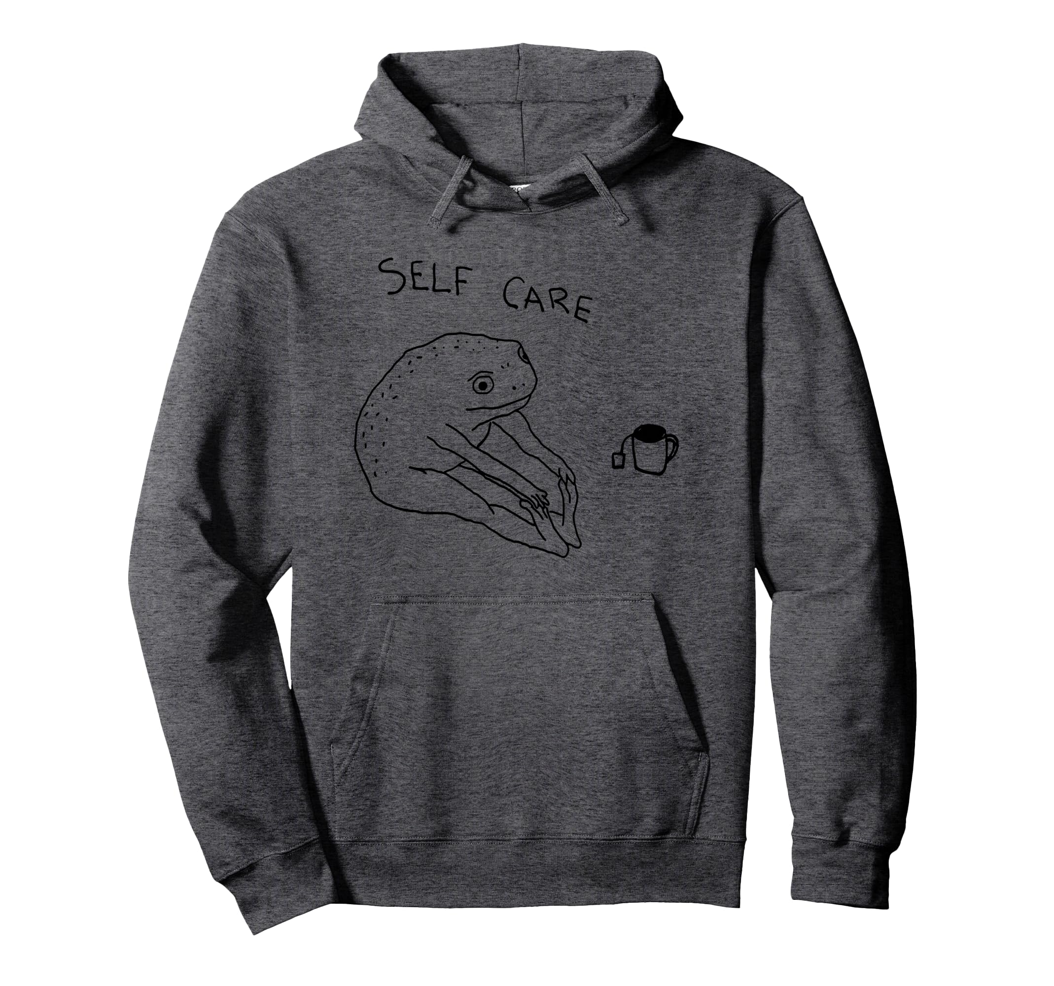 Self Care Frog Drinking Tea Hoodie - Unique Graphic for Adults - T-Shirt, Sweatshirt, Hoodie