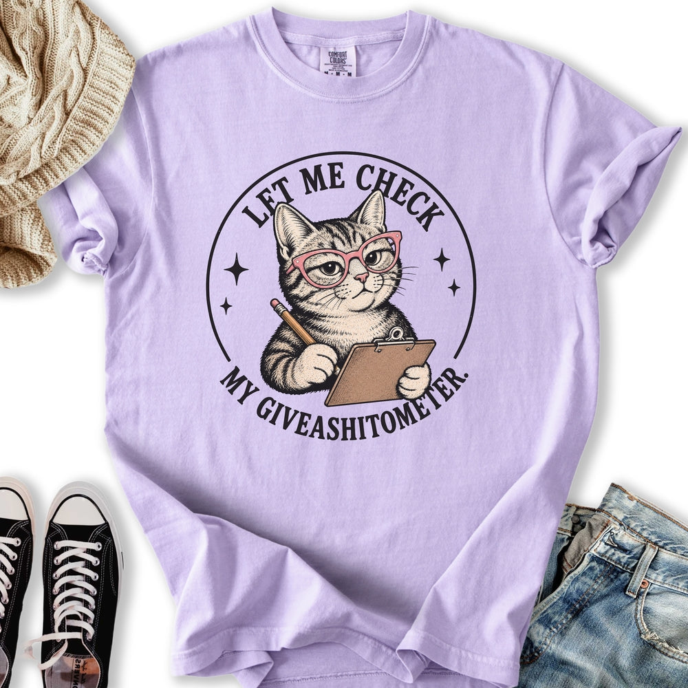 Giveashitometer Cat - Adult & Kids T-Shirts, Sweatshirts & Hoodies apparel design preview 1
