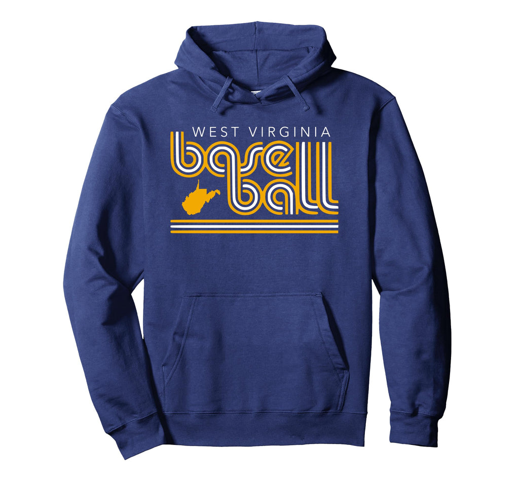 Font West Virginia Baseball Player Hoodie - Fun Novelty Design Men Women - T-Shirt, Sweatshirt, Hoodie