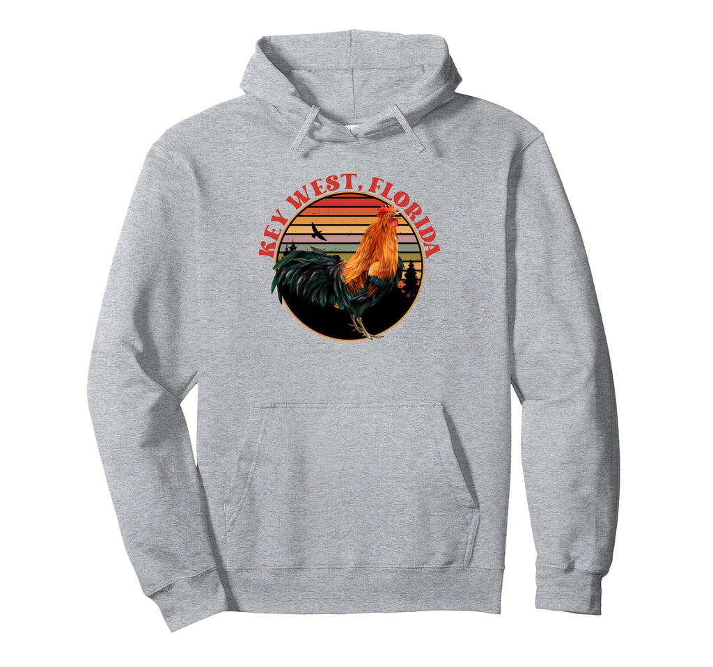 Key West Florida Sunset Rooster Chicken Hoodie - Unique Graphic Men Women - T-Shirt, Sweatshirt, Hoodie