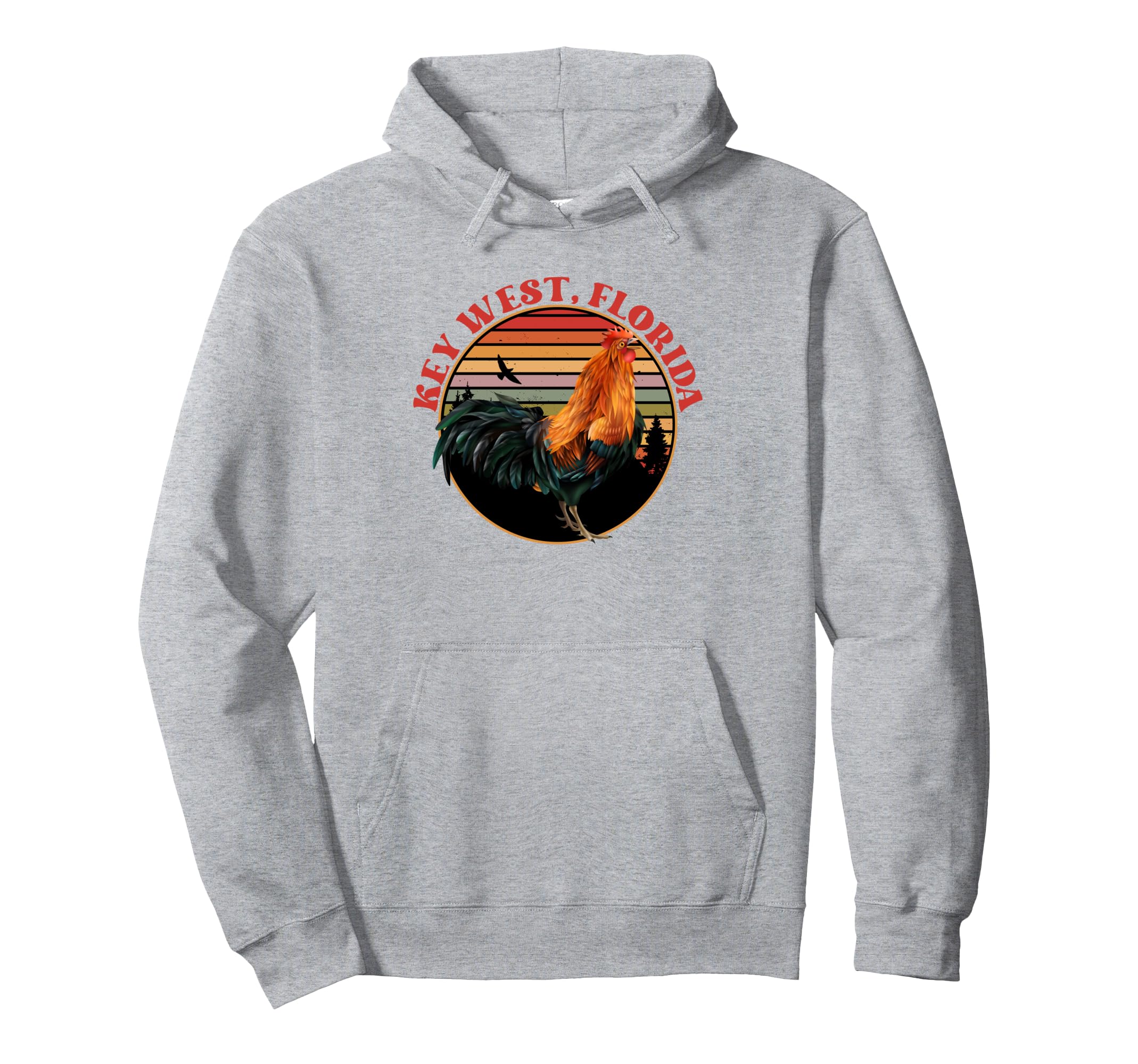 Key West Florida Sunset Rooster Chicken Hoodie - Unique Graphic Men Women - T-Shirt, Sweatshirt, Hoodie