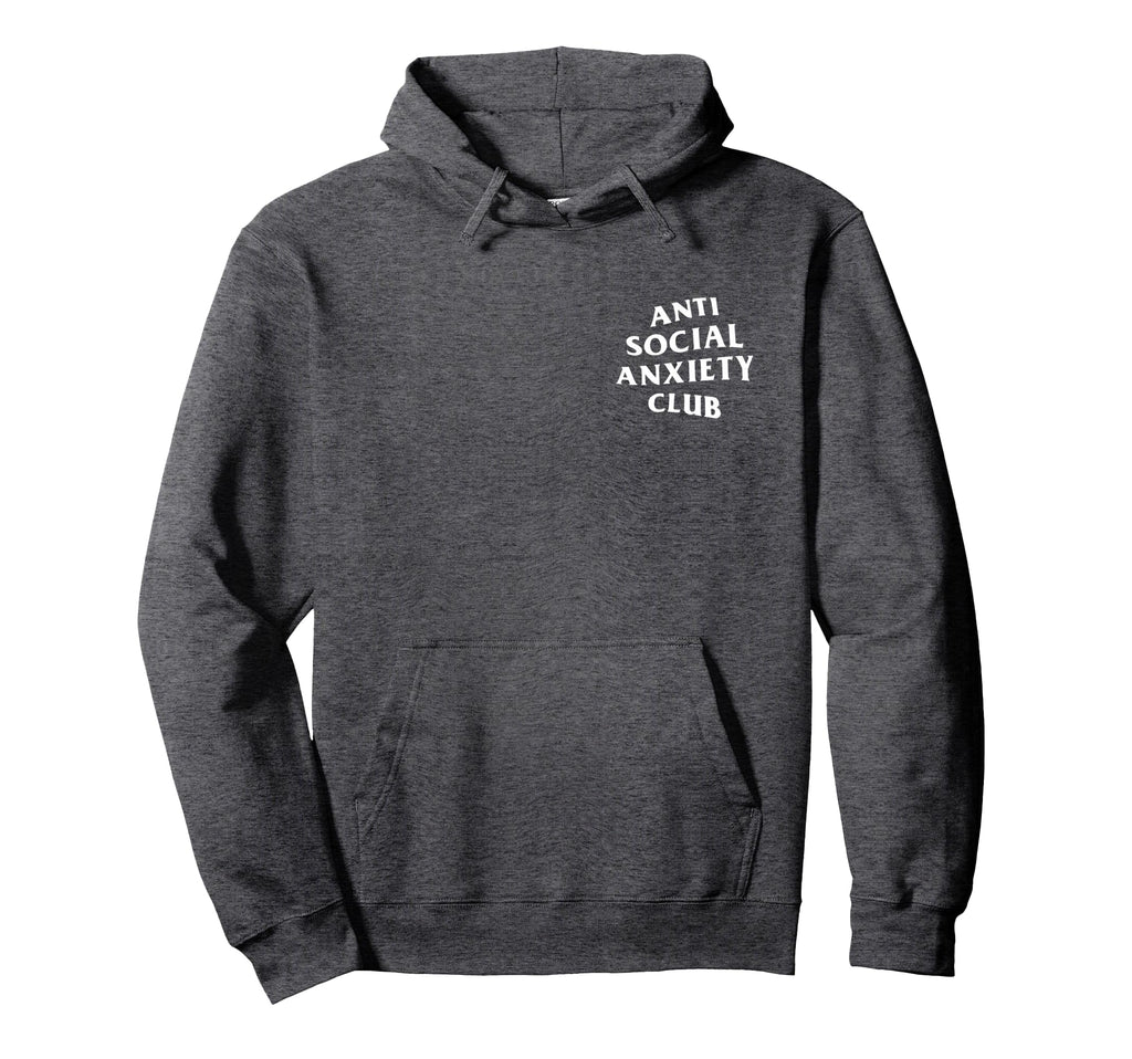 Anti Social Anxiety Club Front Back White Hoodie - Trendy Graphic Unisex - T-Shirt, Sweatshirt, Hoodie