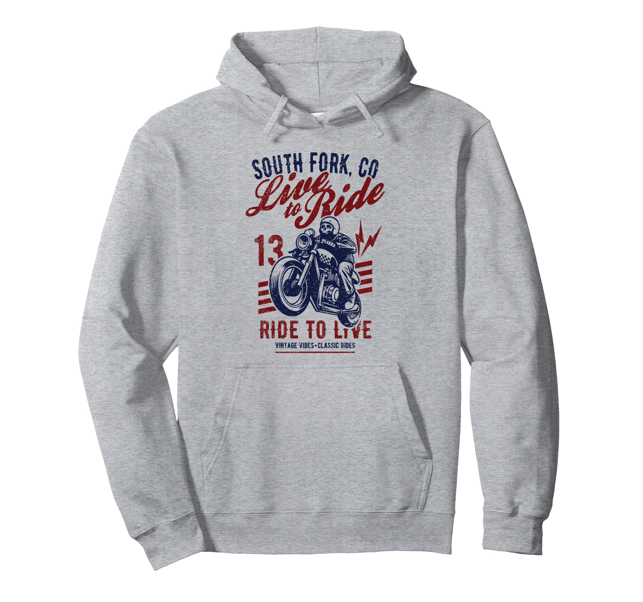South Fork Colorado Motorcycle Skull Hoodie - Novelty Apparel for Adults - T-Shirt, Sweatshirt, Hoodie