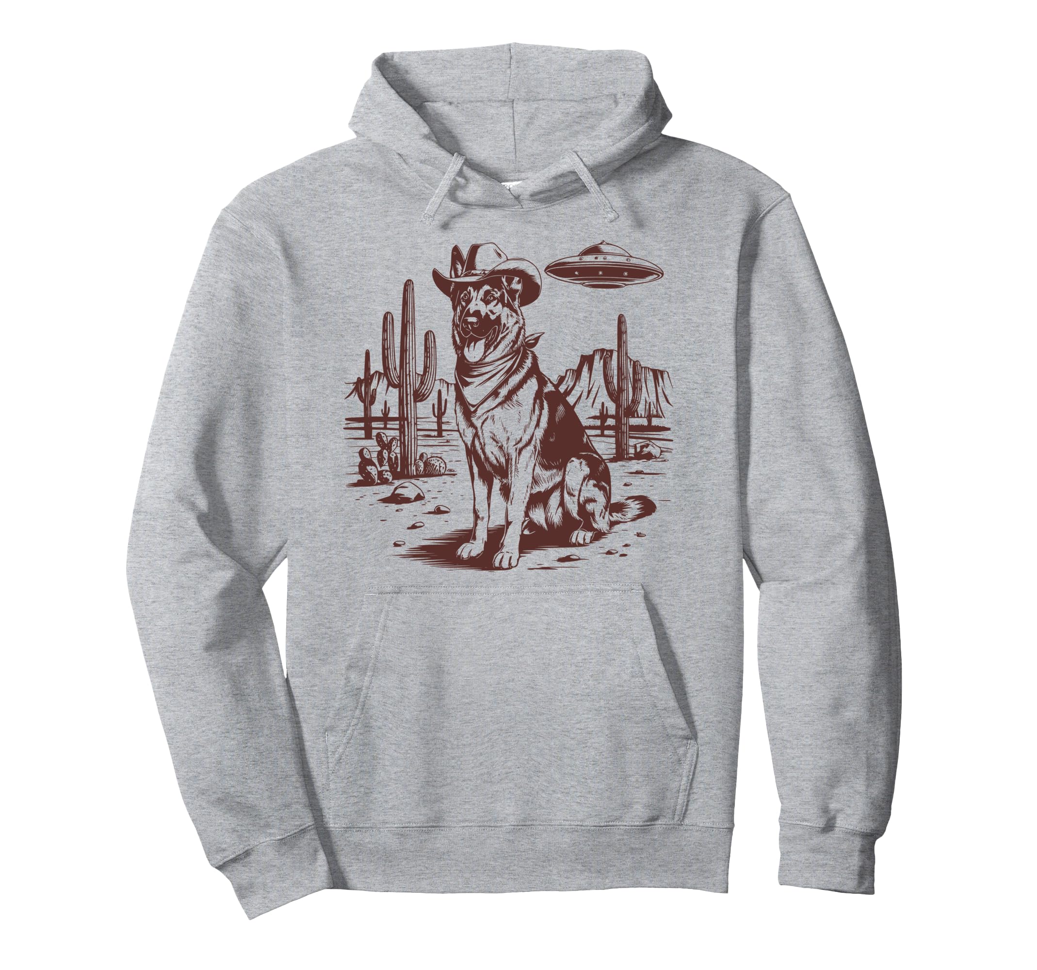 German Shepherd Ufo Western Alien 90S Hoodie - Custom Art Print for Adults - T-Shirt, Sweatshirt, Hoodie