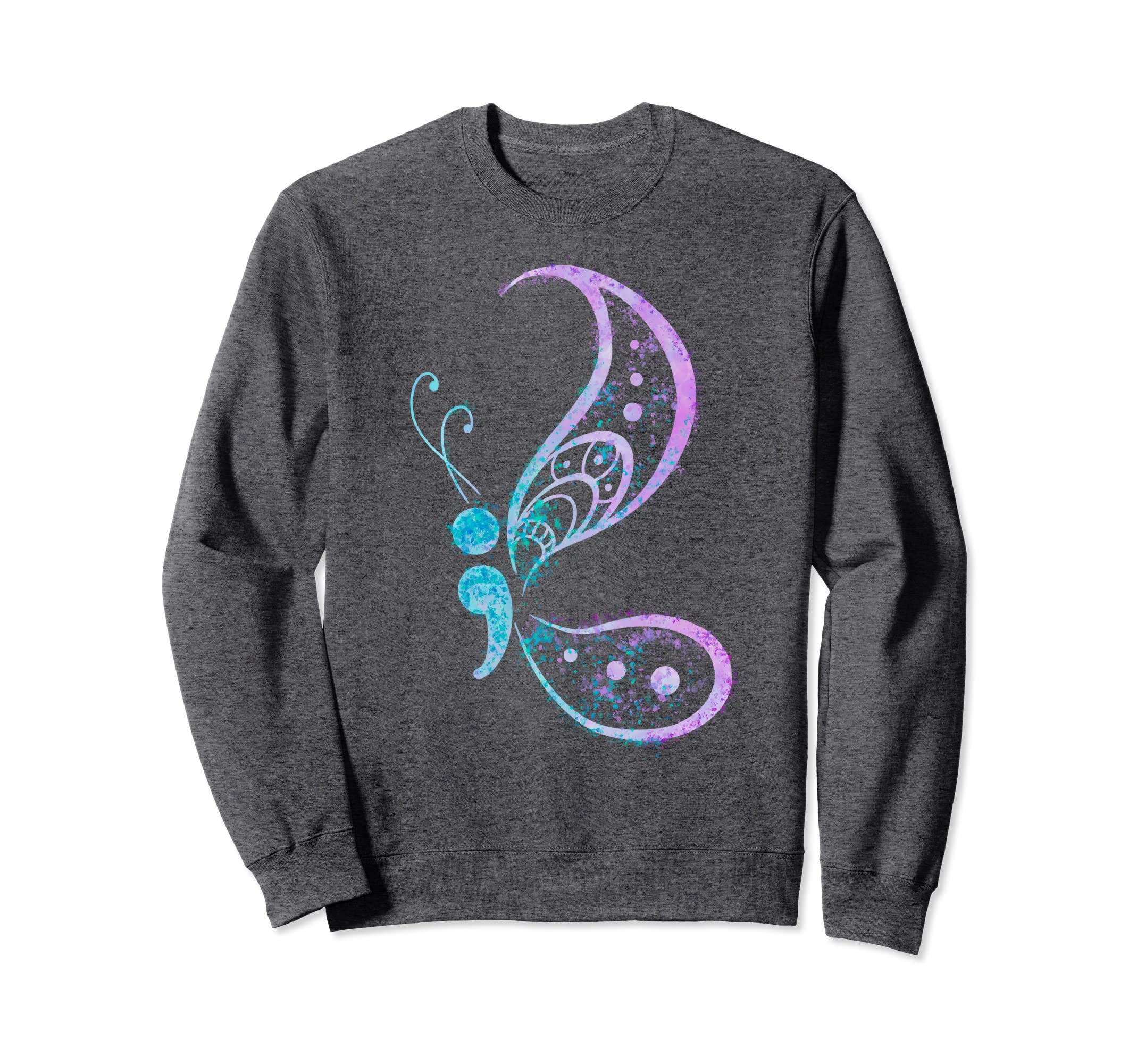 Semicolon Butterfly Semi Colon Tattoo Sweatshirt - Graphic Print Men Women - T-Shirt, Sweatshirt, Hoodie