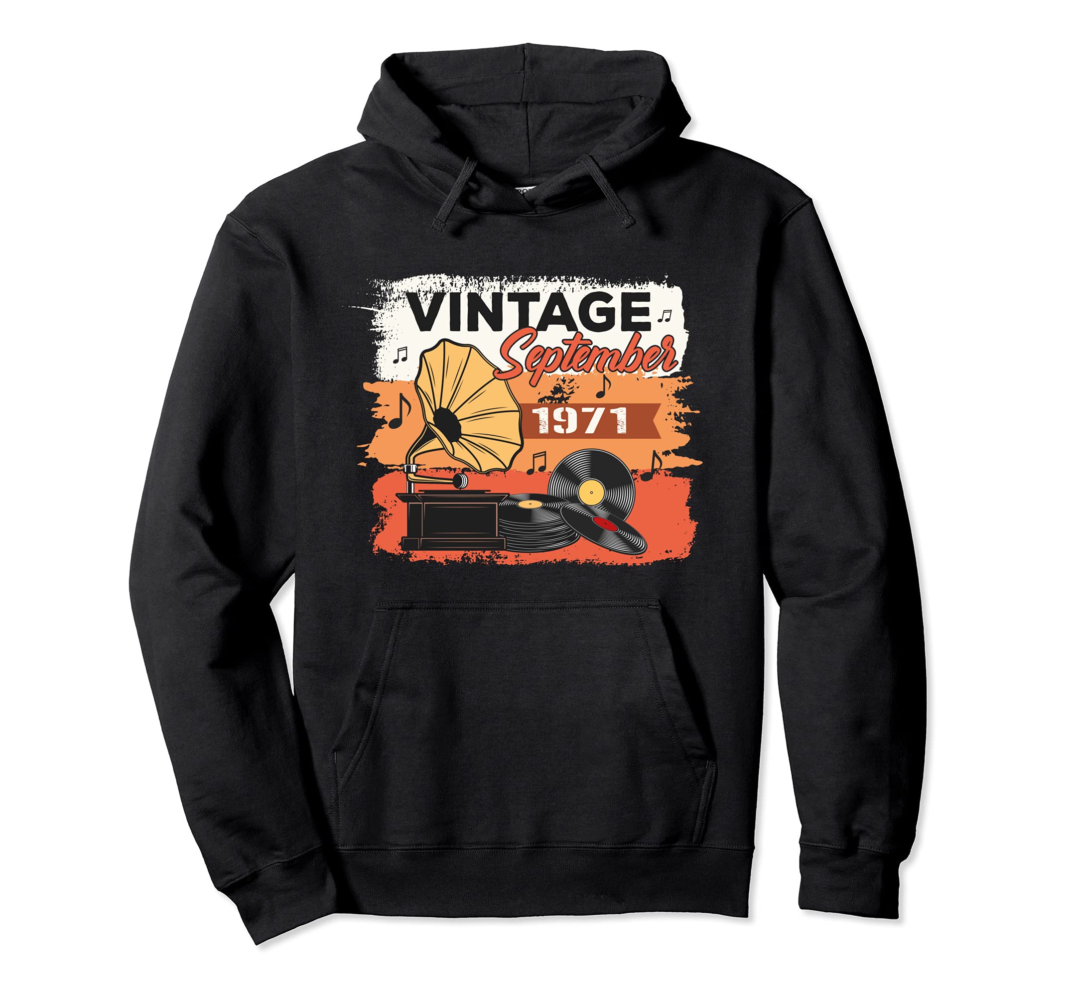 September 1971 Grandpa Grandma Vinyl Record Hoodie - Graphic Print Unisex - T-Shirt, Sweatshirt, Hoodie