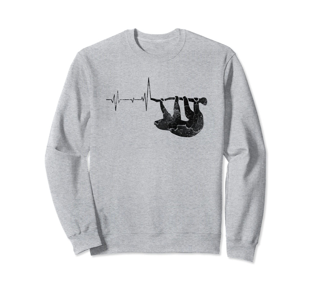 Distressed Heartbeat Sloth Animal Sweatshirt - Unique Graphic Men Women - T-Shirt, Sweatshirt, Hoodie