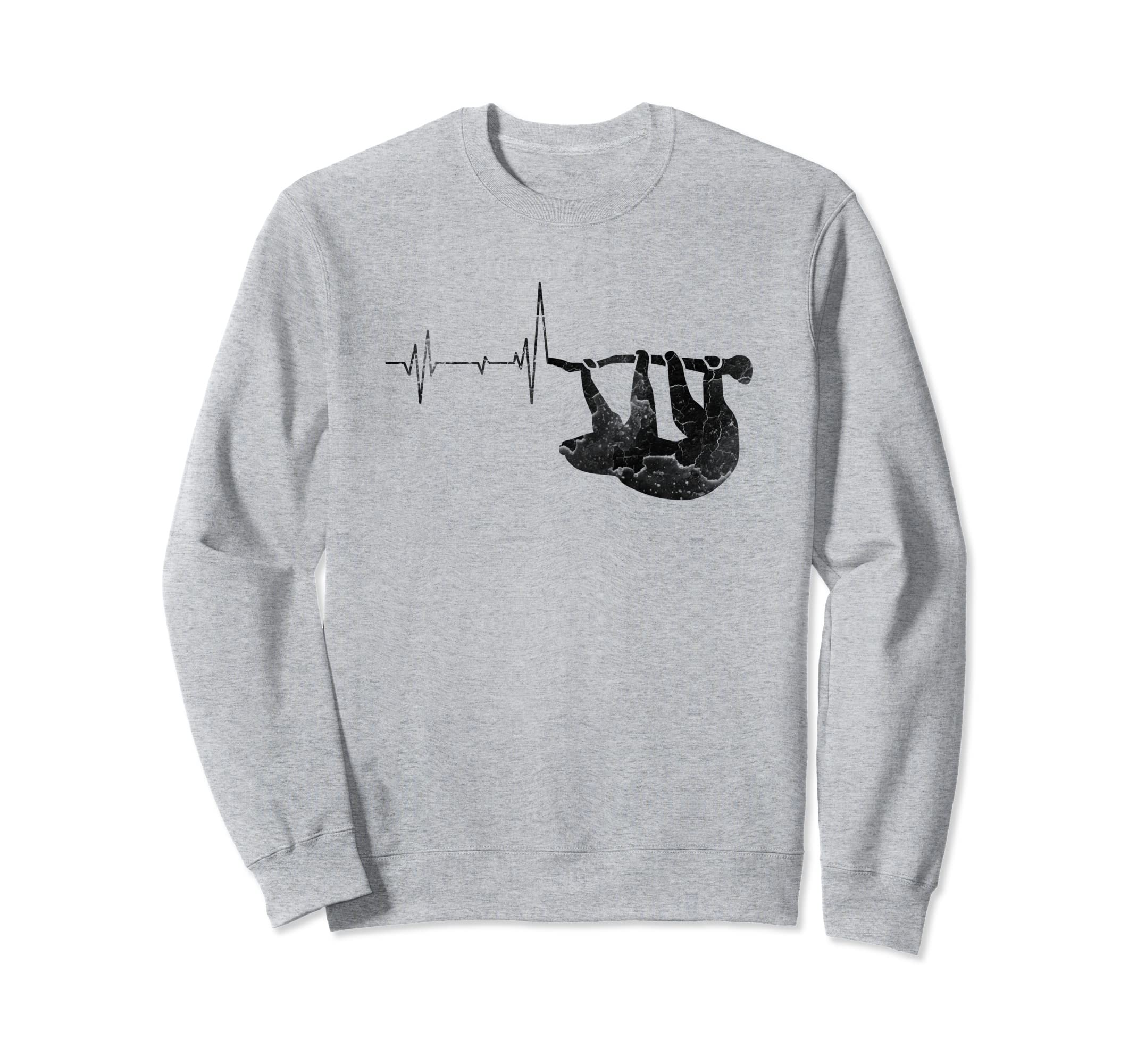 Distressed Heartbeat Sloth Animal Sweatshirt - Unique Graphic Men Women - T-Shirt, Sweatshirt, Hoodie