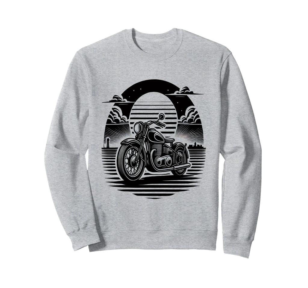 Black And White Motorcycle Sunset Sweatshirt - Novelty Apparel Men Women - T-Shirt, Sweatshirt, Hoodie