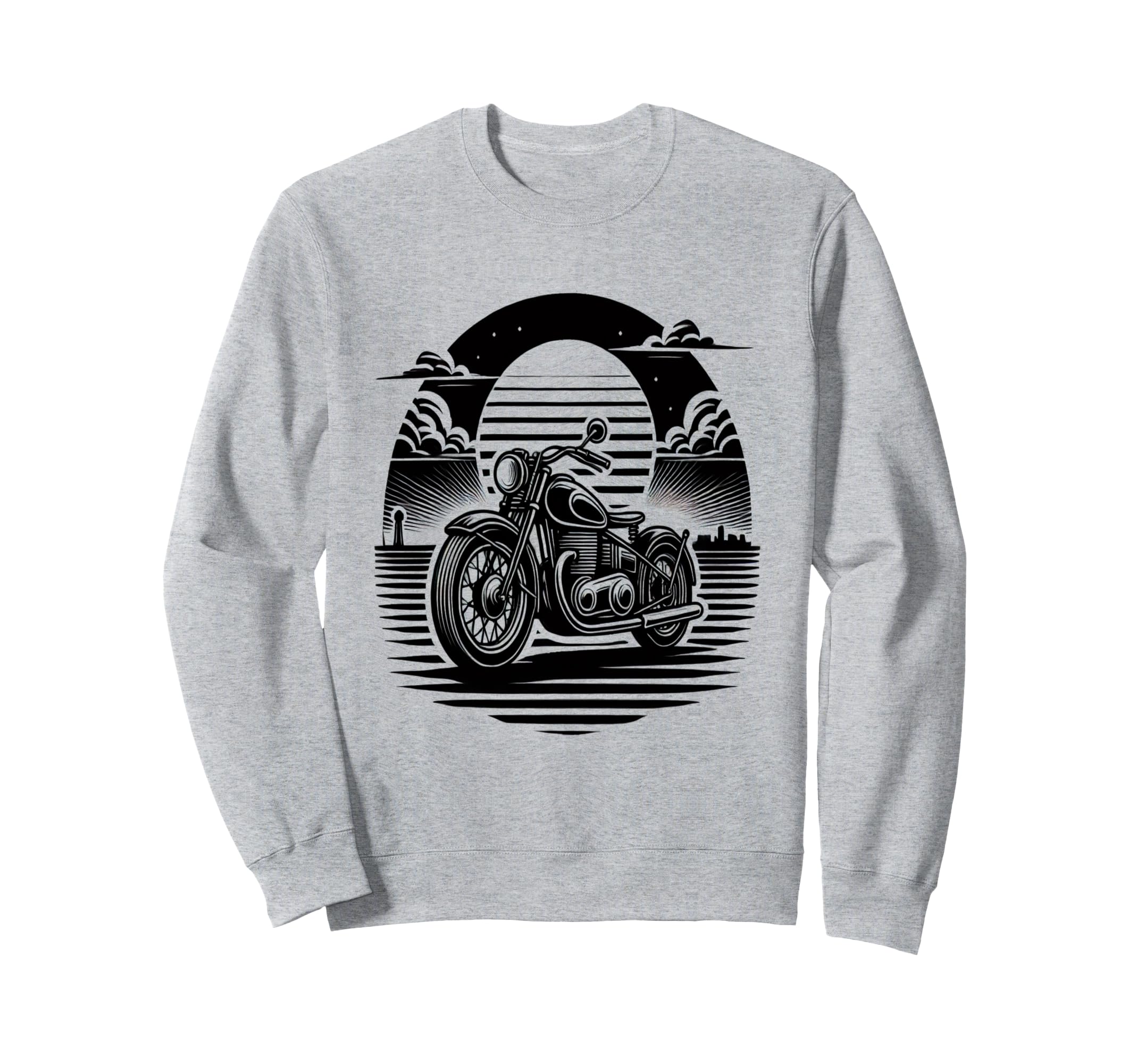 Black And White Motorcycle Sunset Sweatshirt - Novelty Apparel Men Women - T-Shirt, Sweatshirt, Hoodie