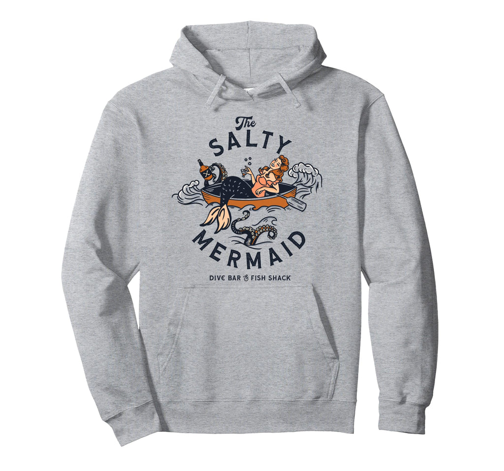 Mermaid Dive Bar Salty Fish Shack Pinup Art Hoodie - Novelty Apparel Unisex - T-Shirt, Sweatshirt, Hoodie