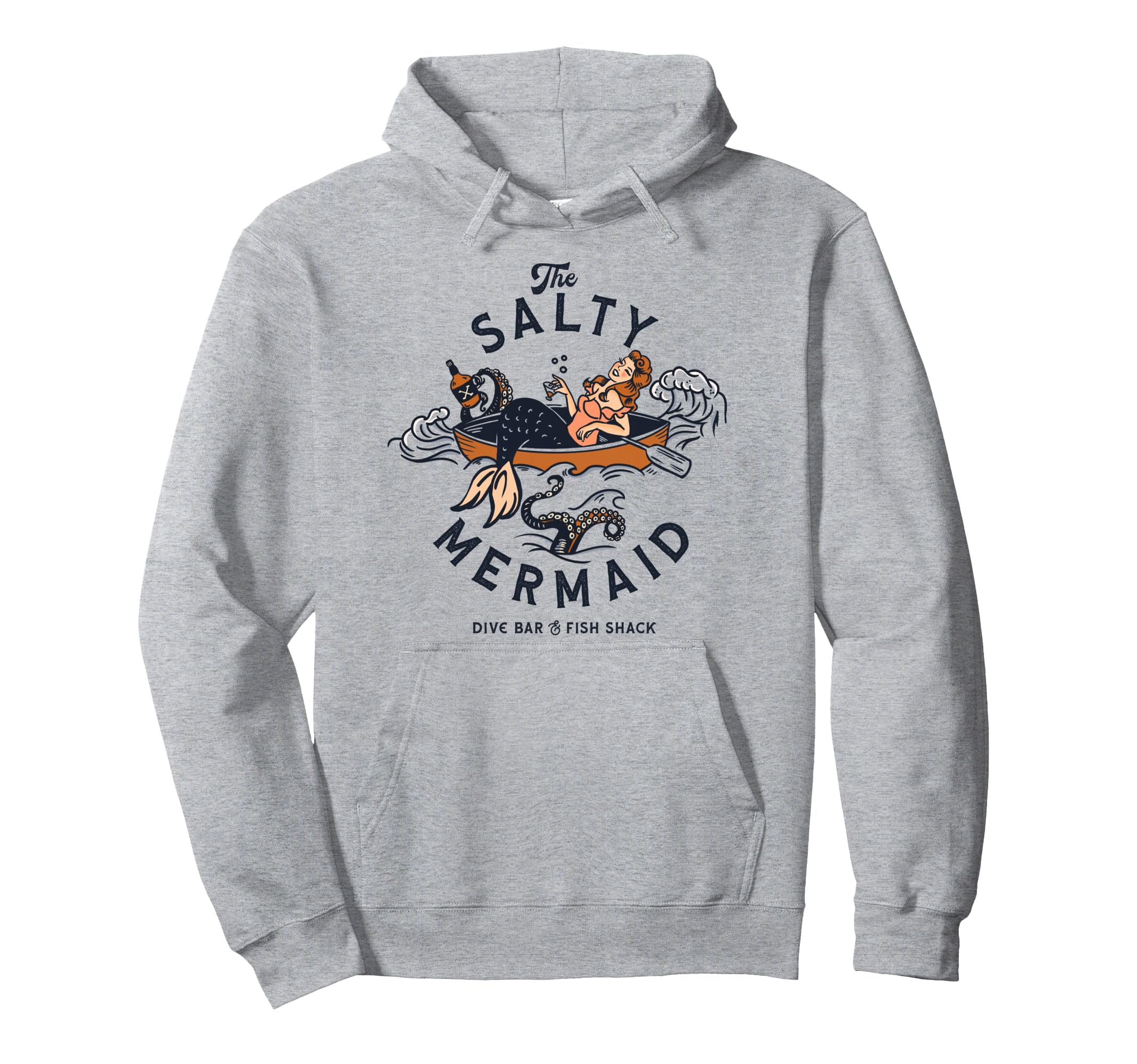 Mermaid Dive Bar Salty Fish Shack Pinup Art Hoodie - Novelty Apparel Unisex - T-Shirt, Sweatshirt, Hoodie