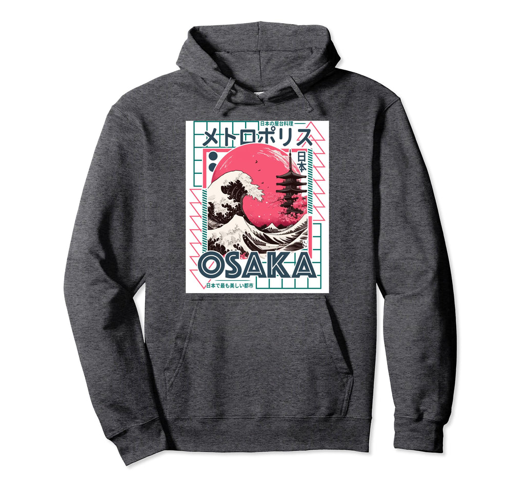 Osaka City 80S Synthwave Kanagawa Wave Hoodie - Minimalist Print Unisex - T-Shirt, Sweatshirt, Hoodie