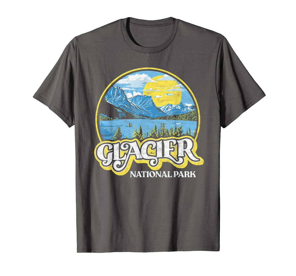 Glacier National Park Montana 80S T-Shirt - Minimalist Print Unisex - T-Shirt, Sweatshirt, Hoodie