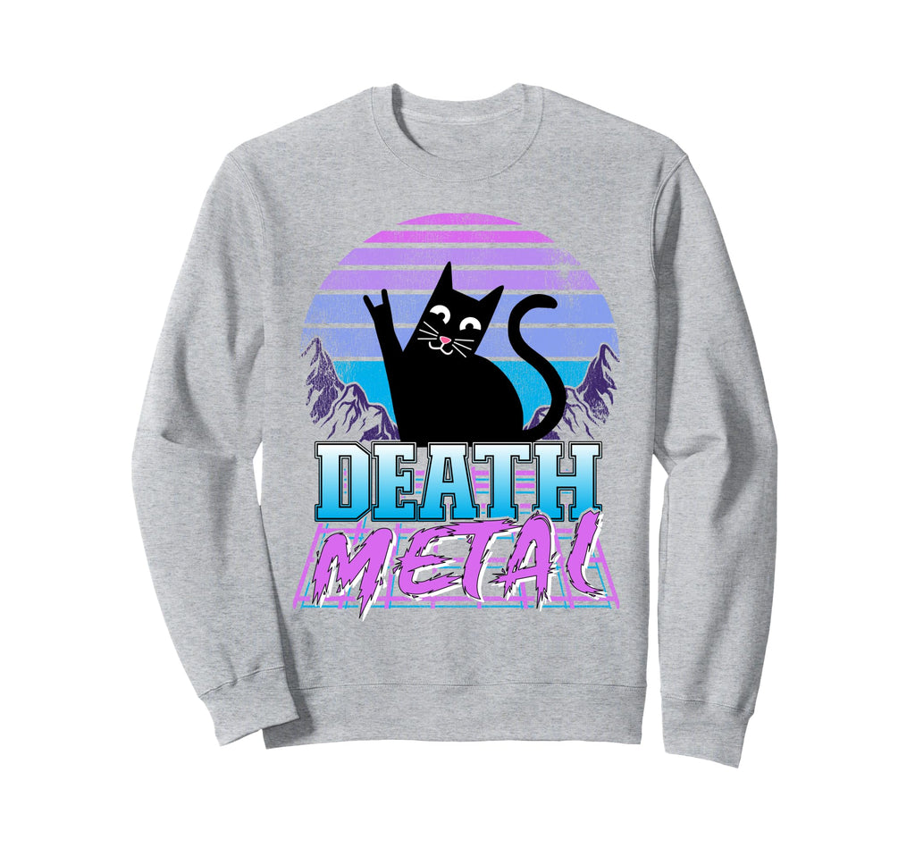 Retrowave Pastel Goth Cat 80S Sweatshirt - Trendy Graphic for Adults - T-Shirt, Sweatshirt, Hoodie