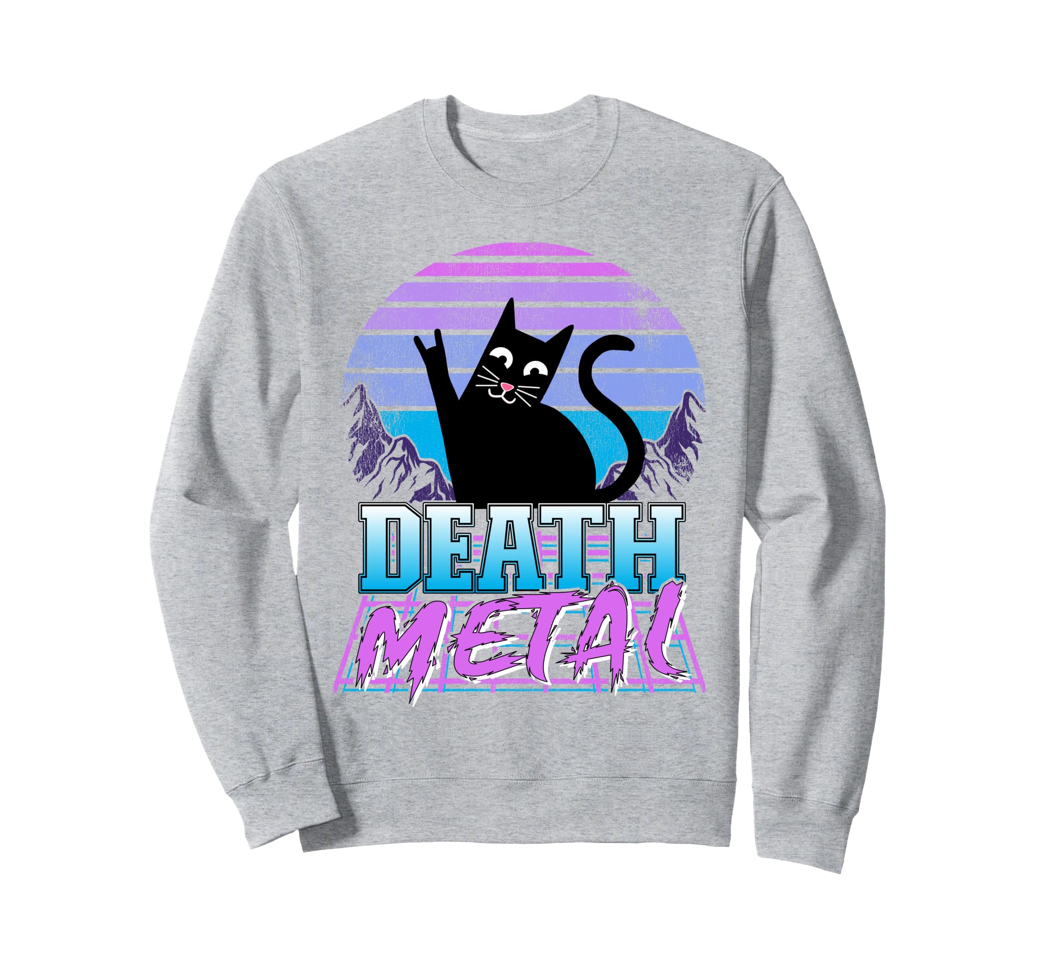 Retrowave Pastel Goth Cat 80S Sweatshirt - Trendy Graphic for Adults - T-Shirt, Sweatshirt, Hoodie