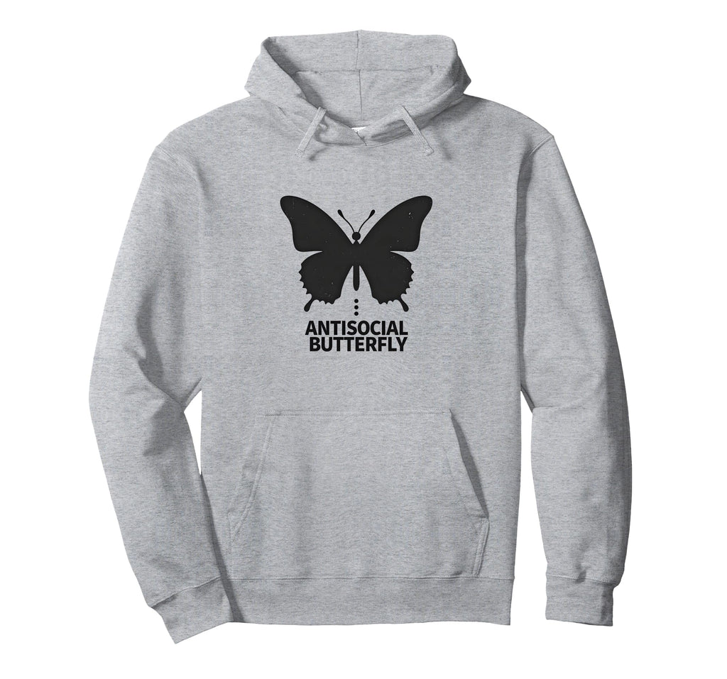 Antisocial Butterfly Minimalist Hoodie - Aesthetic Graphic for Adults - T-Shirt, Sweatshirt, Hoodie