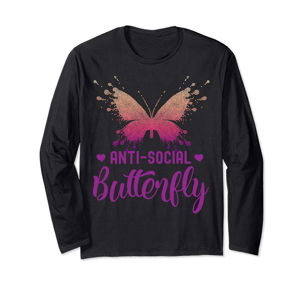 Anti Social Butterfly Unique Asocial T-Shirt - Minimalist Print for Adults - T-Shirt, Sweatshirt, Hoodie