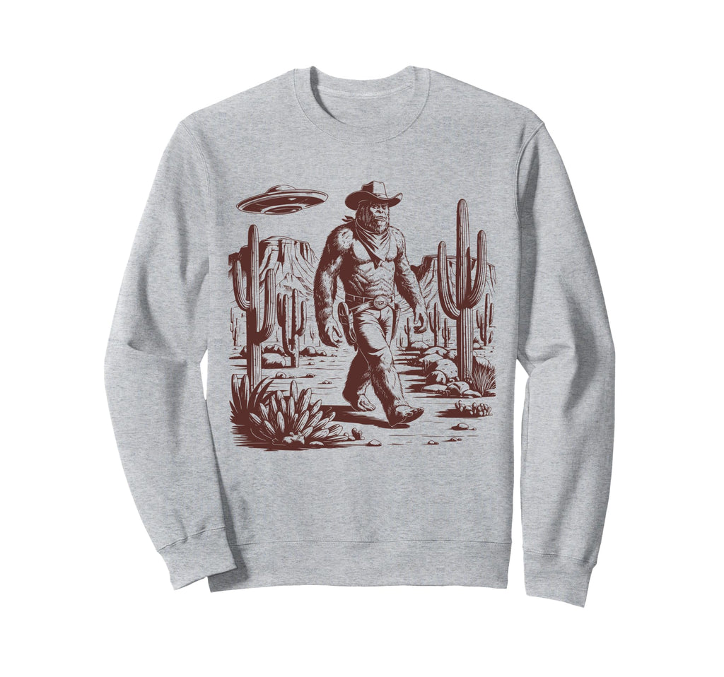 Bigfoot Ufo Western Alien 90S Cowboy Sweatshirt - Trendy Graphic Unisex - T-Shirt, Sweatshirt, Hoodie