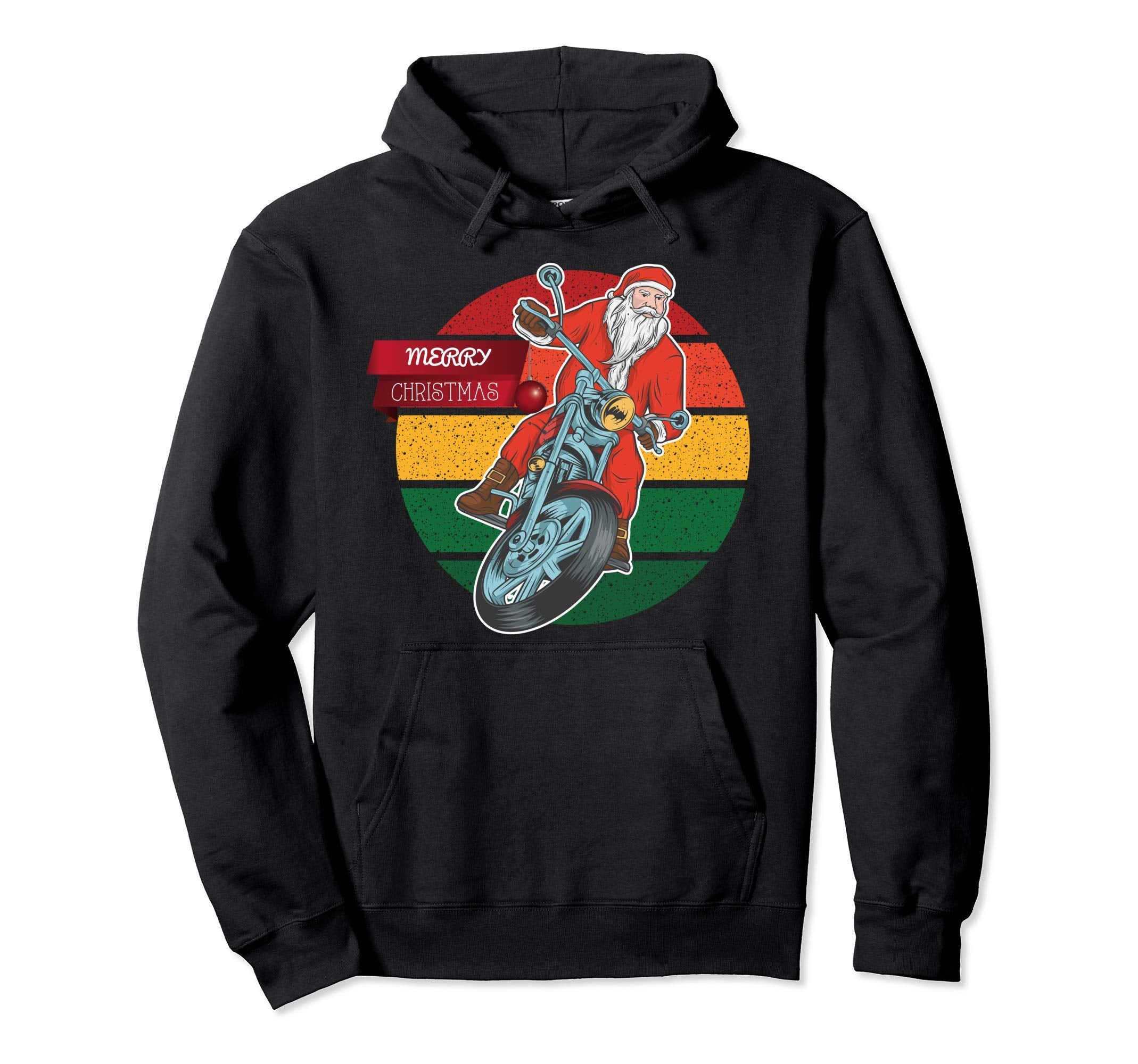 Biker Santa Motorcycle Fans Merry Hoodie - Casual Everyday Wear for Adults - T-Shirt, Sweatshirt, Hoodie