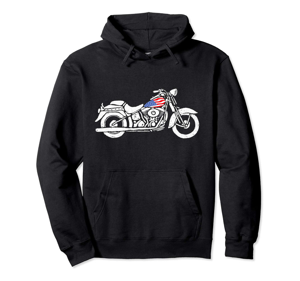 Usa Flag Motorcycle Minimalist Hoodie - Trendy Graphic Unisex - T-Shirt, Sweatshirt, Hoodie