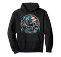 Motorcycle Rider American Flag Eagle Hoodie - Streetwear Style for Adults - T-Shirt, Sweatshirt, Hoodie