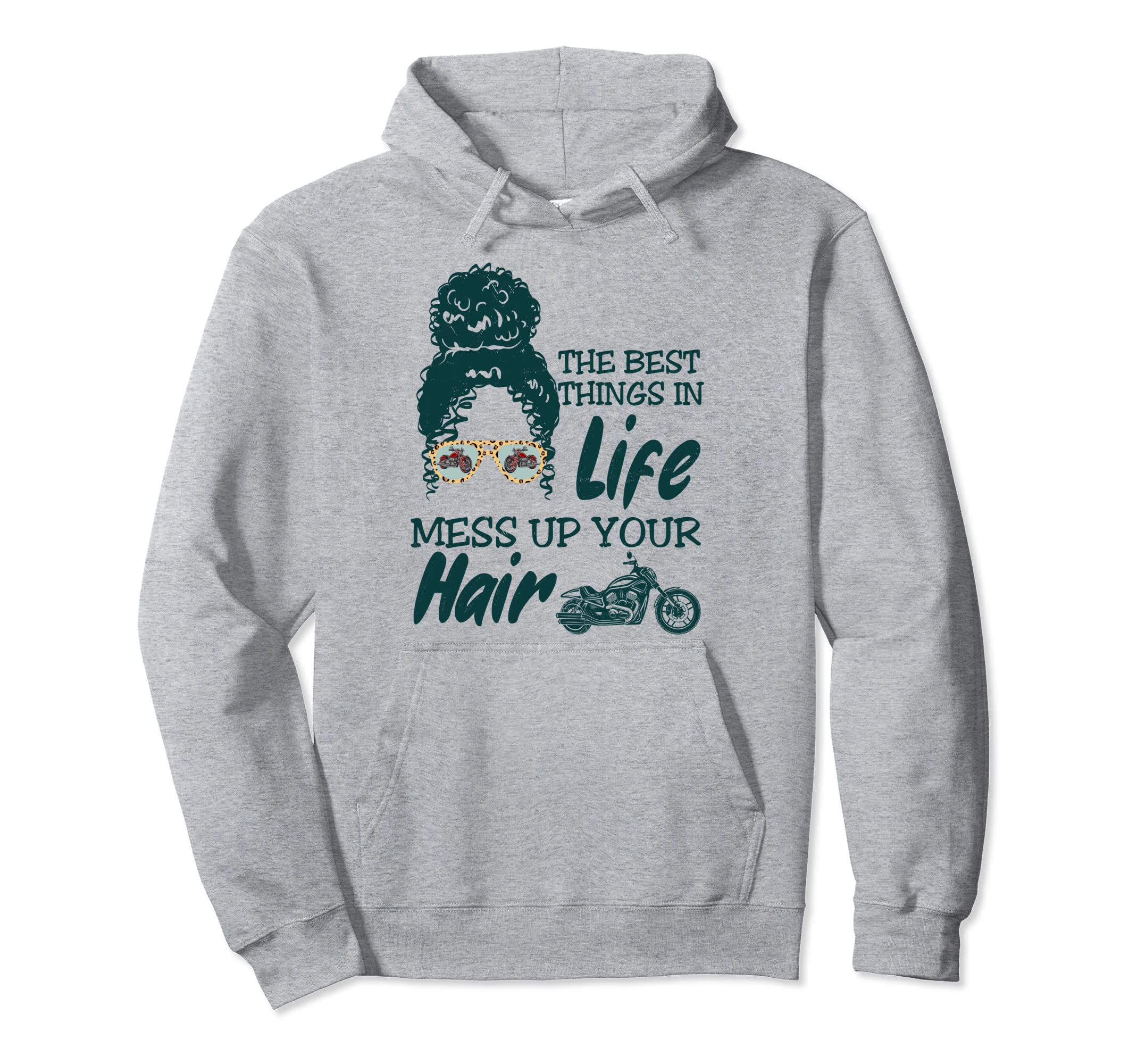 Funny Biker Wife Messy Hair Biker Hoodie - Trendy Graphic Unisex - T-Shirt, Sweatshirt, Hoodie