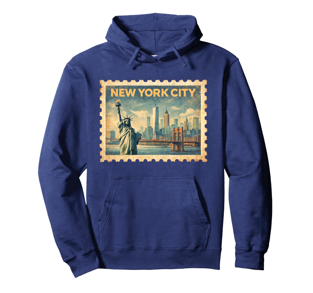 New York City Travel Stamp Art Hoodie - Novelty Apparel for Adults - T-Shirt, Sweatshirt, Hoodie