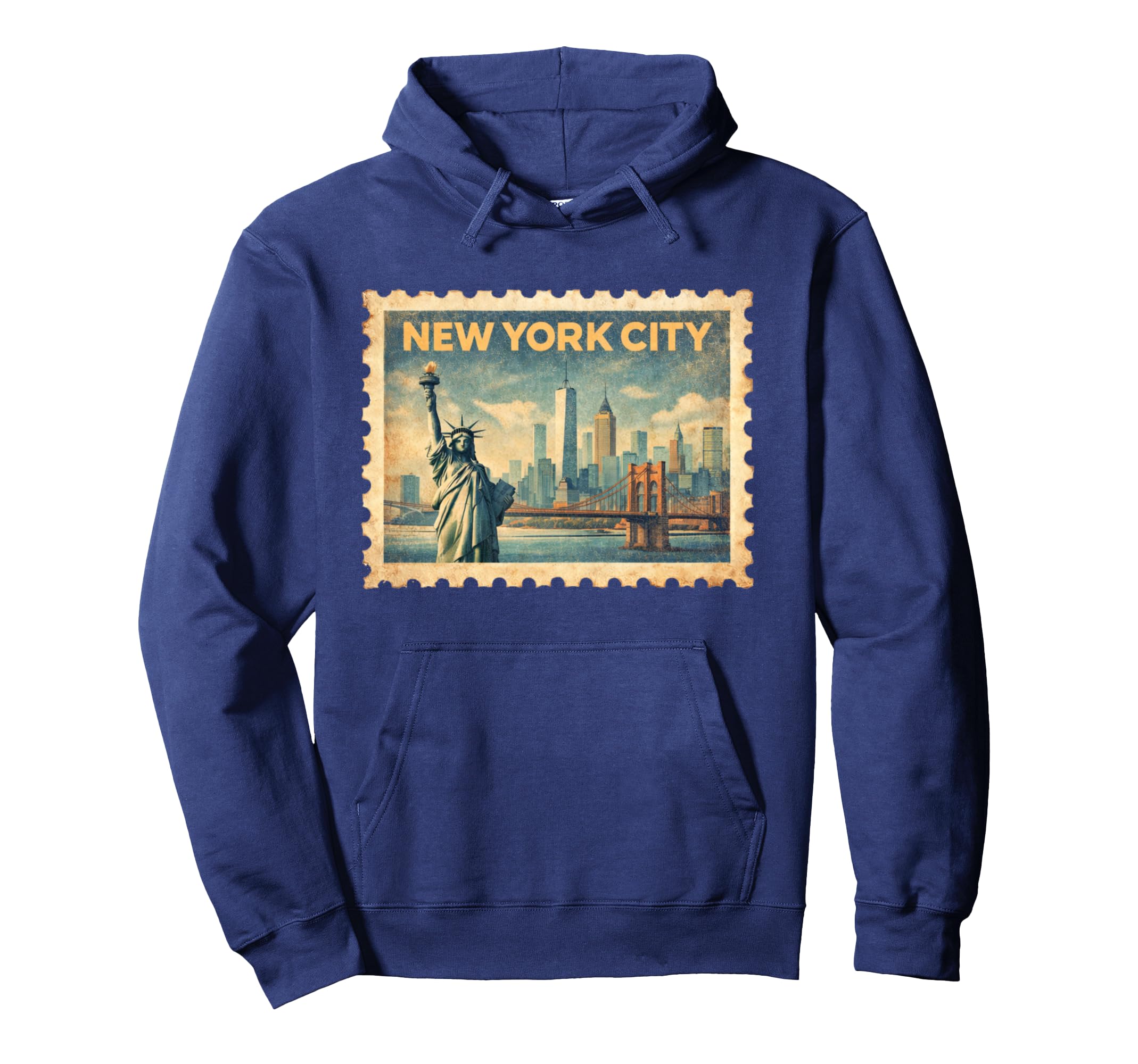 New York City Travel Stamp Art Hoodie - Novelty Apparel for Adults - T-Shirt, Sweatshirt, Hoodie