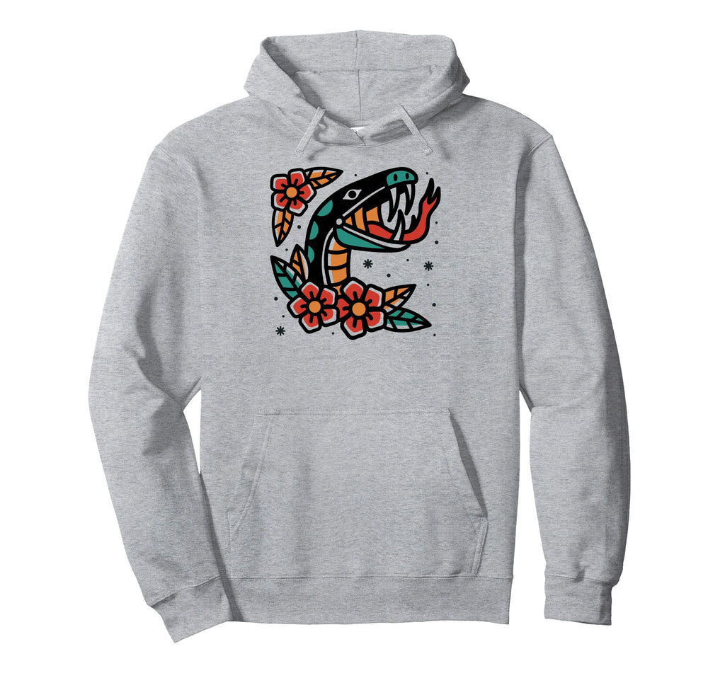 Snake Old School American Traditional Hoodie - Custom Art Print Unisex - T-Shirt, Sweatshirt, Hoodie