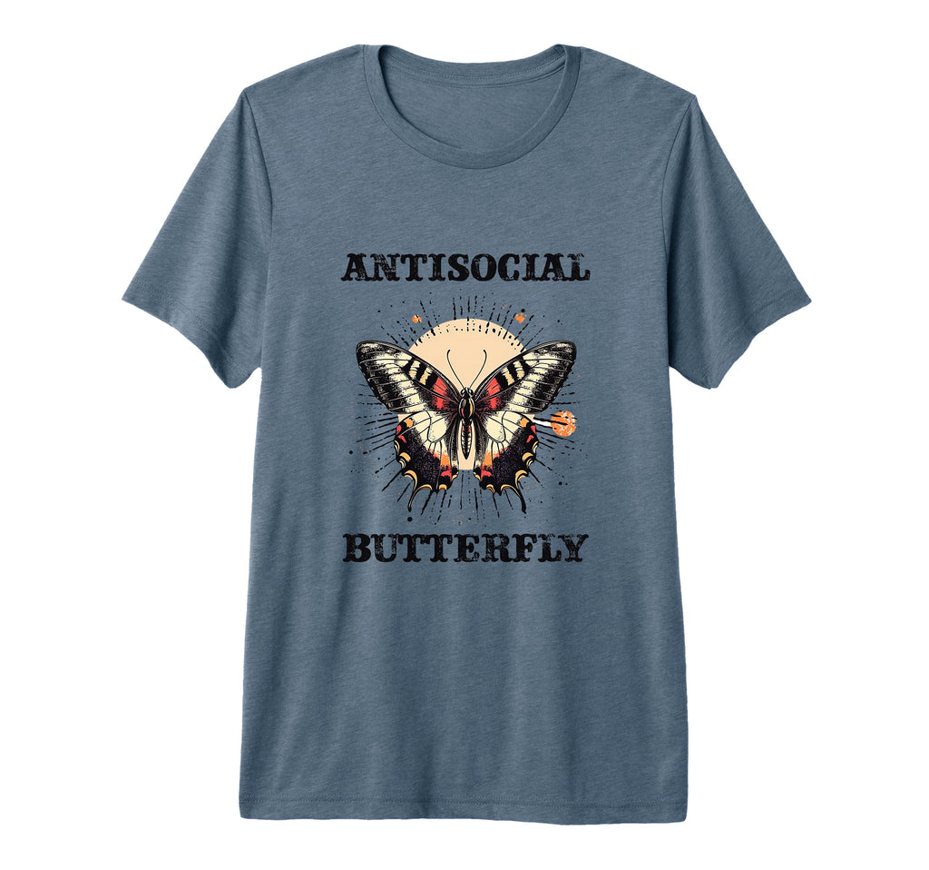 Antisocial Butterfly Tri Blend T-Shirt - Trendy Graphic Unisex - T-Shirt, Sweatshirt, Hoodie