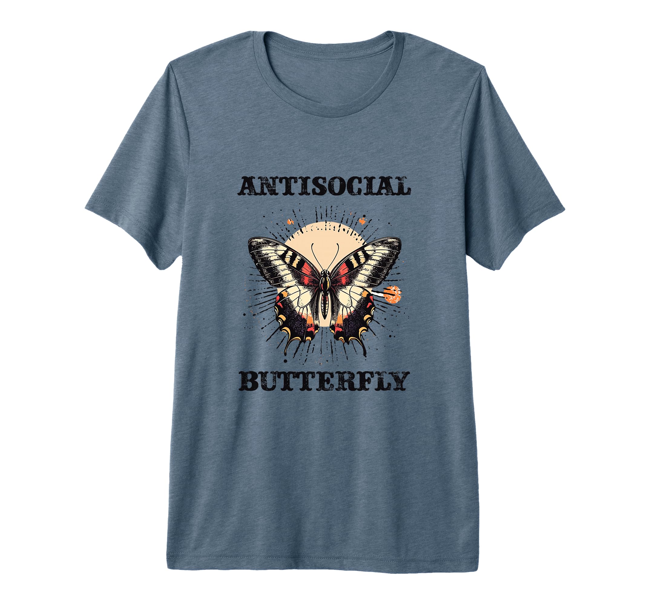 Antisocial Butterfly Tri Blend T-Shirt - Trendy Graphic Unisex - T-Shirt, Sweatshirt, Hoodie