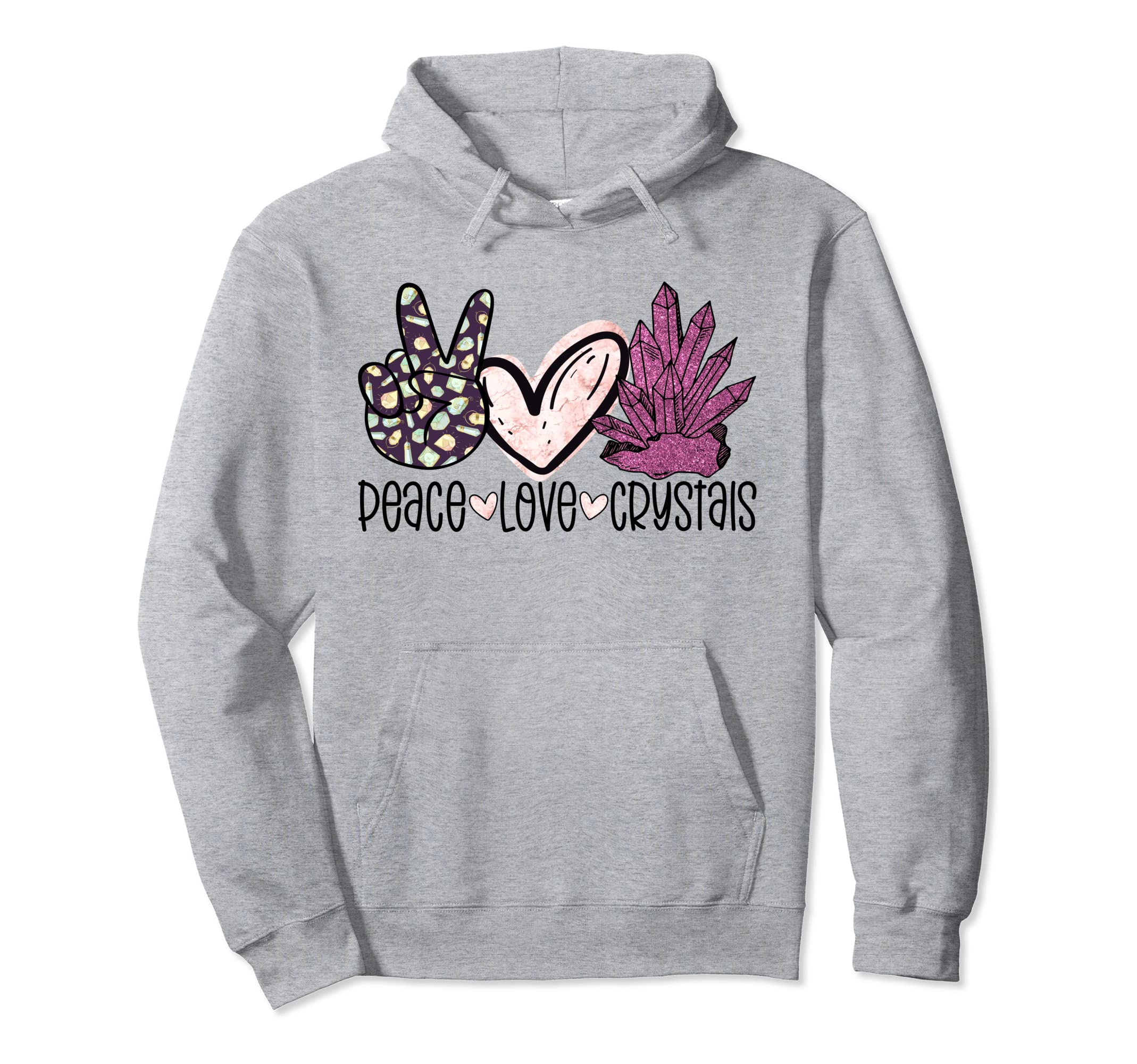 Peace Love Crystals Energy Healer Hoodie - Aesthetic Graphic Men Women - T-Shirt, Sweatshirt, Hoodie