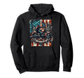American Usa Flag Motorcycle Hoodie - Minimalist Print Men Women - T-Shirt, Sweatshirt, Hoodie