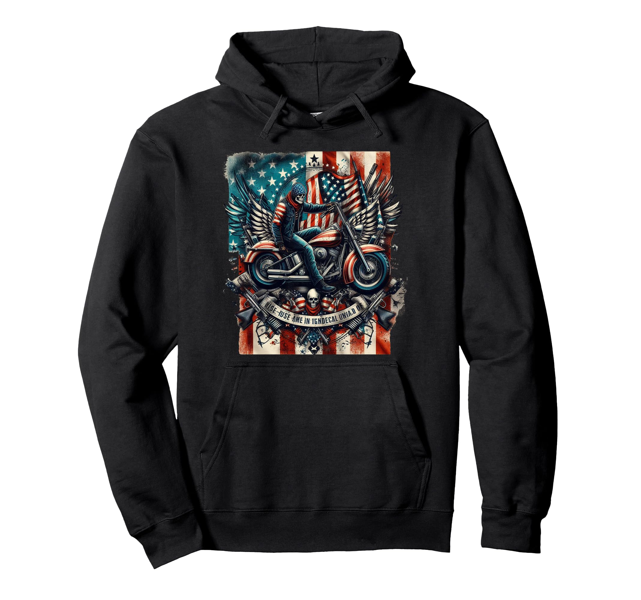 American Usa Flag Motorcycle Hoodie - Minimalist Print Men Women - T-Shirt, Sweatshirt, Hoodie