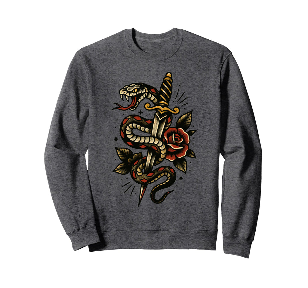 Snake Tattoo Serpent Dagger Sweatshirt - Casual Everyday Wear Men Women - T-Shirt, Sweatshirt, Hoodie