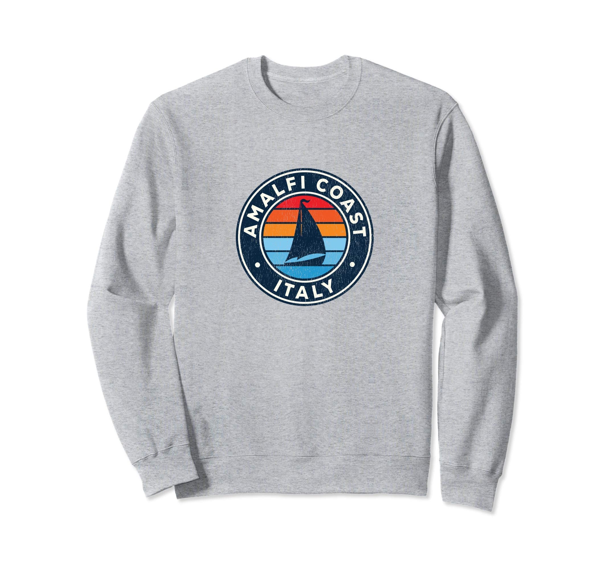 Amalfi Coast Italy Sailboat 70S Sweatshirt - Unique Graphic for Adults - T-Shirt, Sweatshirt, Hoodie