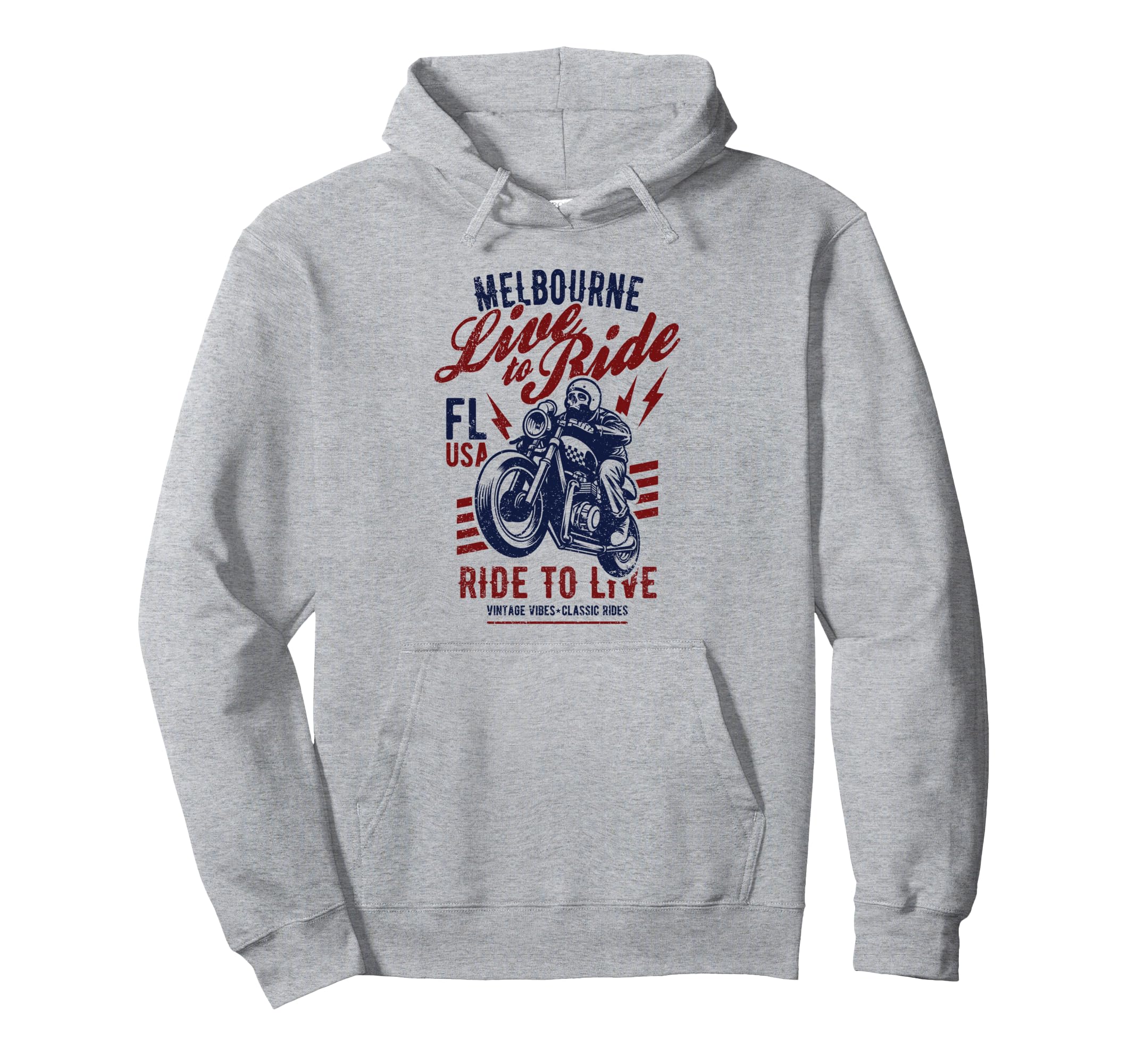Melbourne Florida Usa Motorcycle Skull Hoodie - Trendy Graphic for Adults - T-Shirt, Sweatshirt, Hoodie