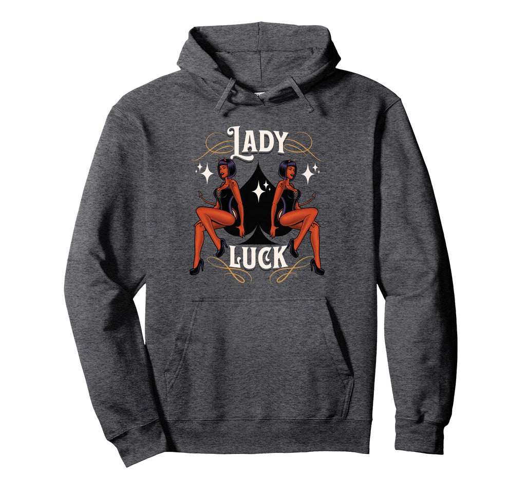 Rockabilly Devil Lady Lucky Spade Casino Hoodie - Graphic Print for Adults - T-Shirt, Sweatshirt, Hoodie