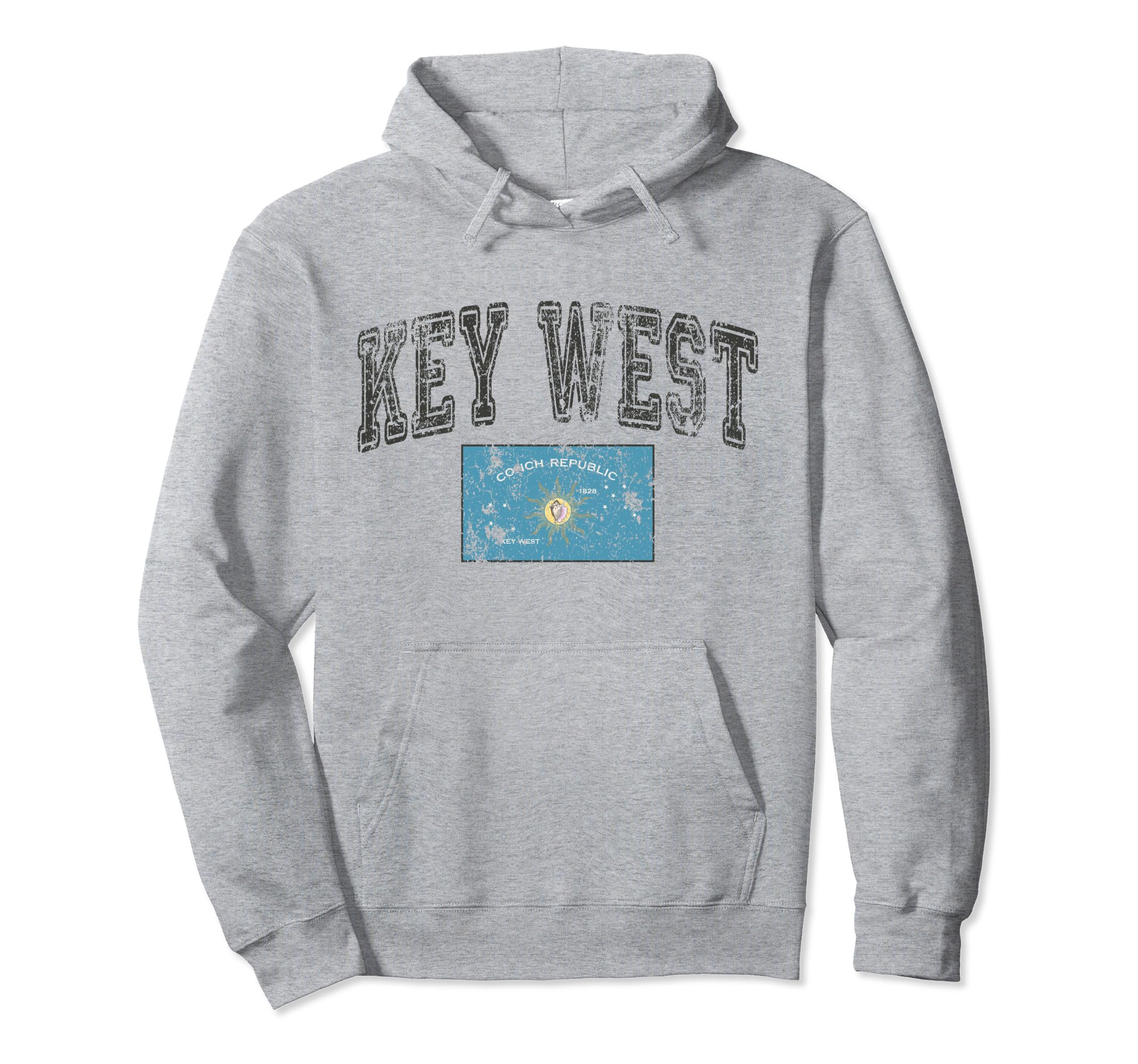 Key West Flag Florida Keys Us City Hoodie - Aesthetic Graphic for Adults - T-Shirt, Sweatshirt, Hoodie