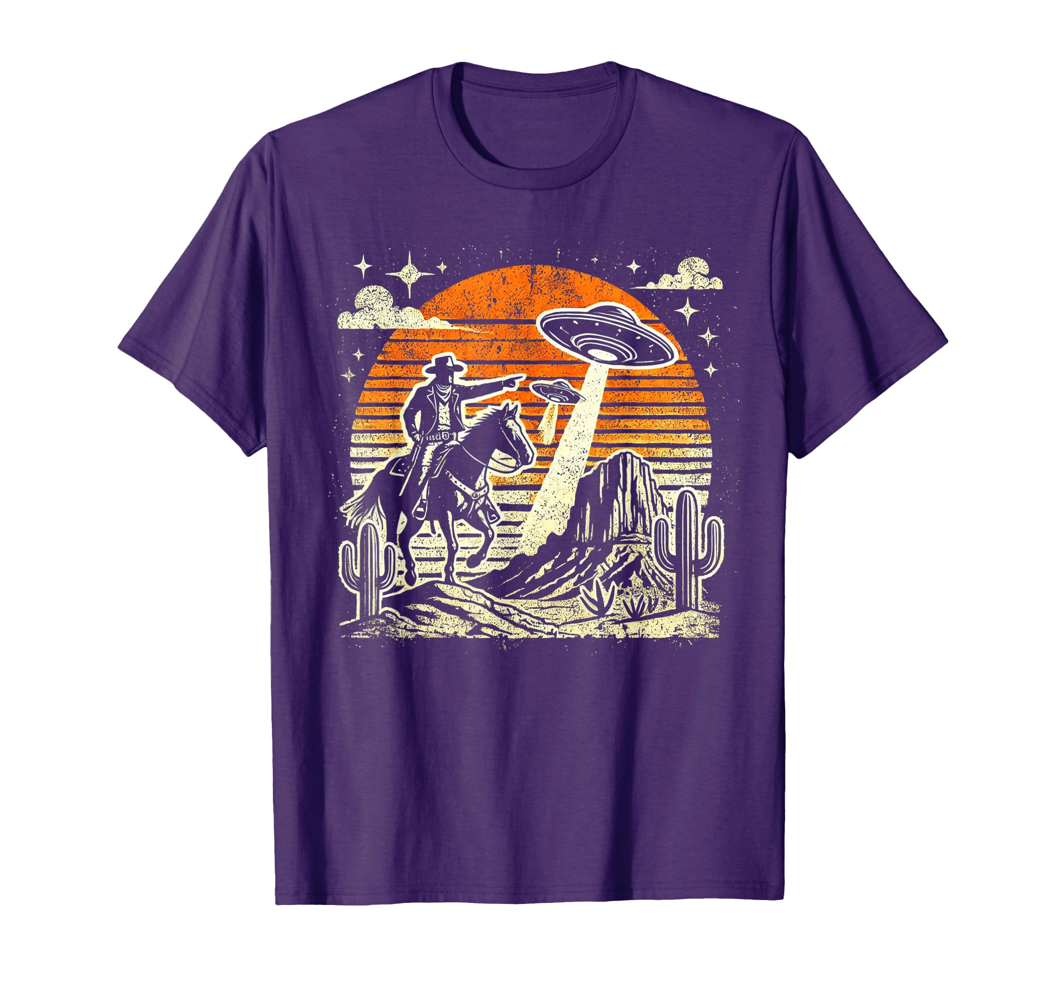 Funny 90S Western Cowboy Ufo T-Shirt - Minimalist Print for Adults - T-Shirt, Sweatshirt, Hoodie
